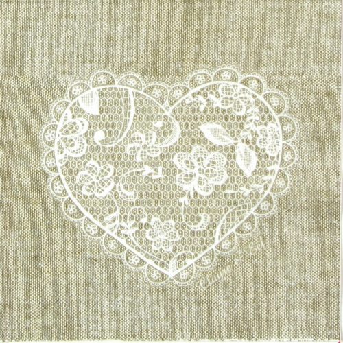 Paper Napkin - Heart Lace Nature