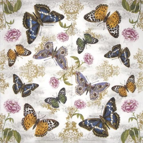 Paper Napkins - Butterflies on Retro Background (20)