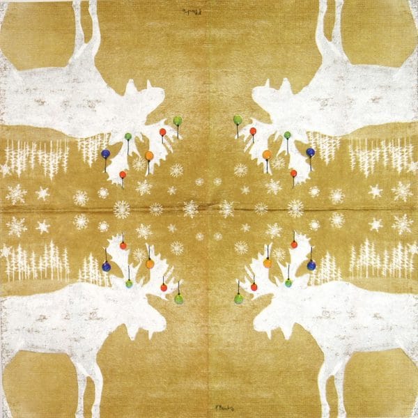 Paper Napkin - Woodland Moose gold