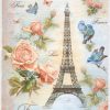 Rice Paper - Paris Eiffel Tower with Red Roses