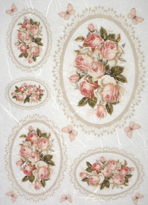 Rice Paper - Pink roses in frames