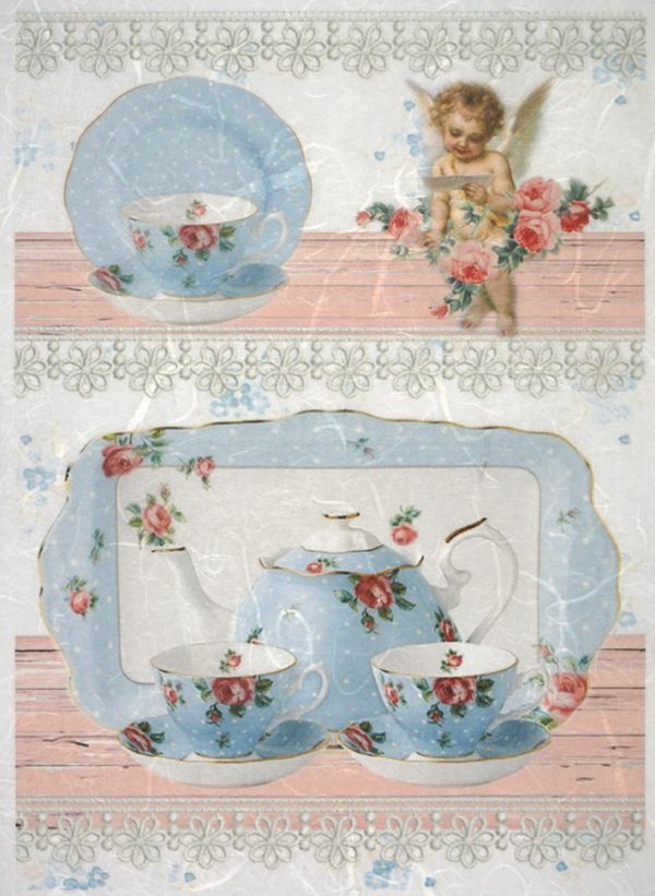 Rice Paper - Blue tea set