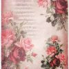 Rice Paper A/3 - Red Roses on Pink Background