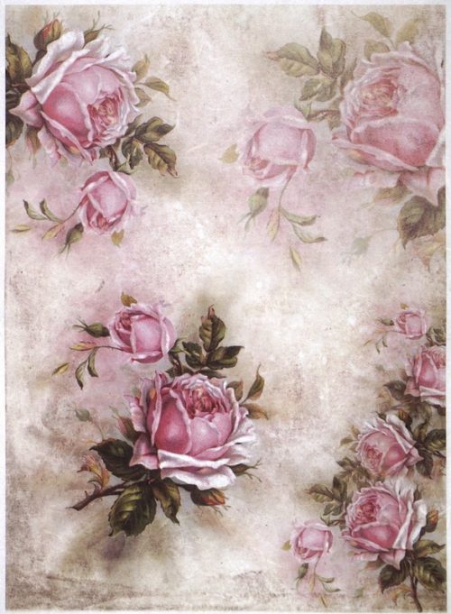 Rice Paper A/3 - Pink Roses and Shadows