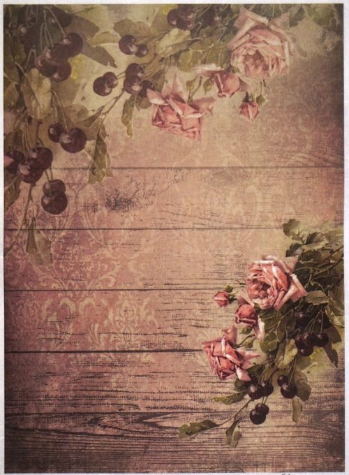 Rice Paper A/3 - Cherry and Roses Wallpaper
