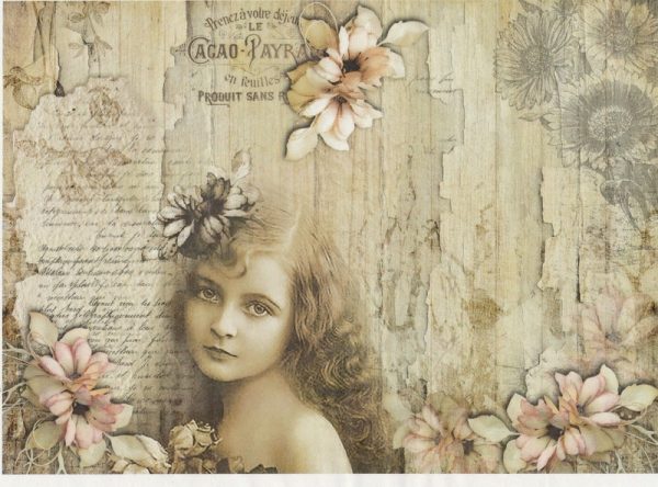 Rice Paper A/3 - Vintage Girl with flower