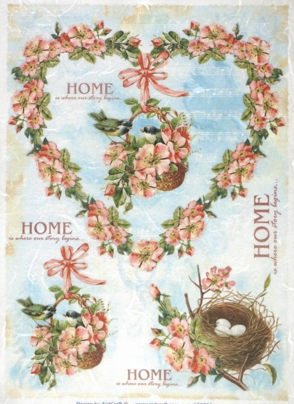 Rice Paper - Sweet Home Birds Heart