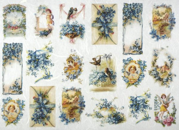 Rice Paper - Blue Flowers Small