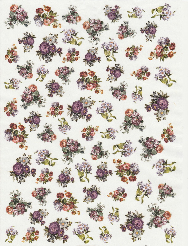 Rice Paper A/3 - Small purple bouquets