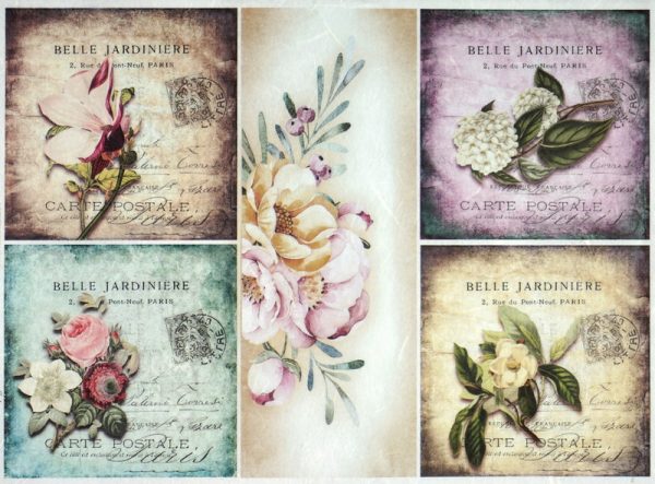 Rice Paper - Vintage flower cards