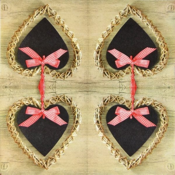 a heart shaped objects with red bows