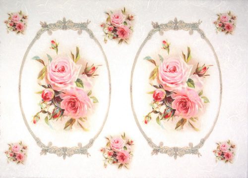 Rice Paper - Roses bouquets in frames 32x45cm
