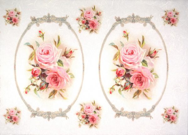 Rice Paper - Roses bouquets in frames