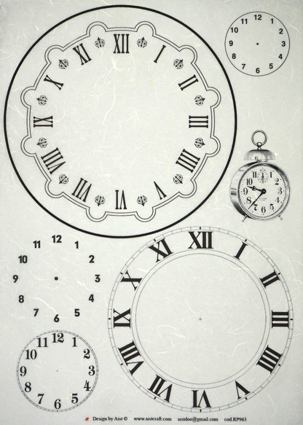 Rice Paper - Clocks black/white 32x45cm