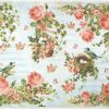 Rice Paper - Pink Roses, Blue Birds 32x45cm