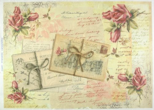 Rice Paper - Old cards with Roses 32x45cm