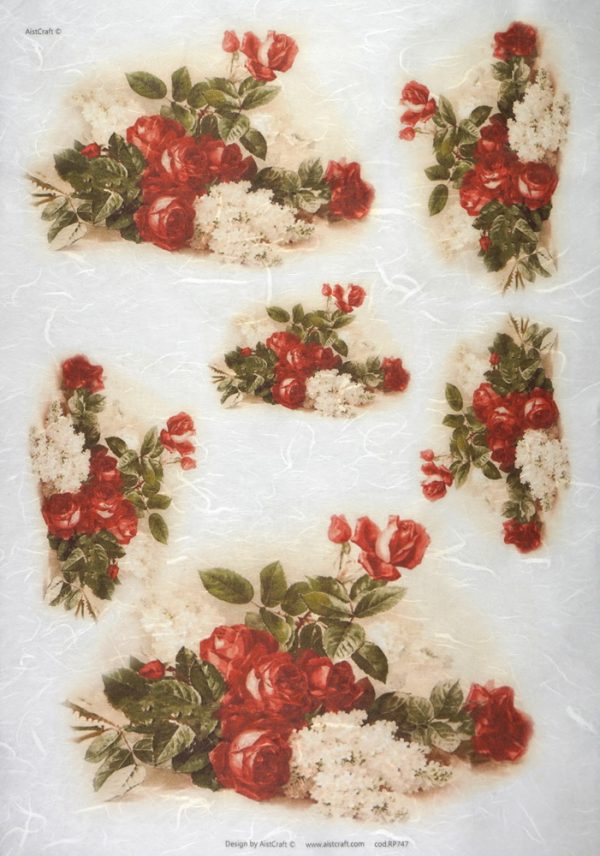 Rice Paper - Red Roses Bouquets