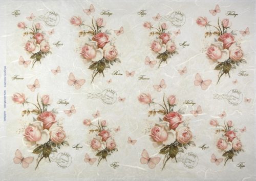Rice Paper - Pink Rose Bouquets 32x45cm