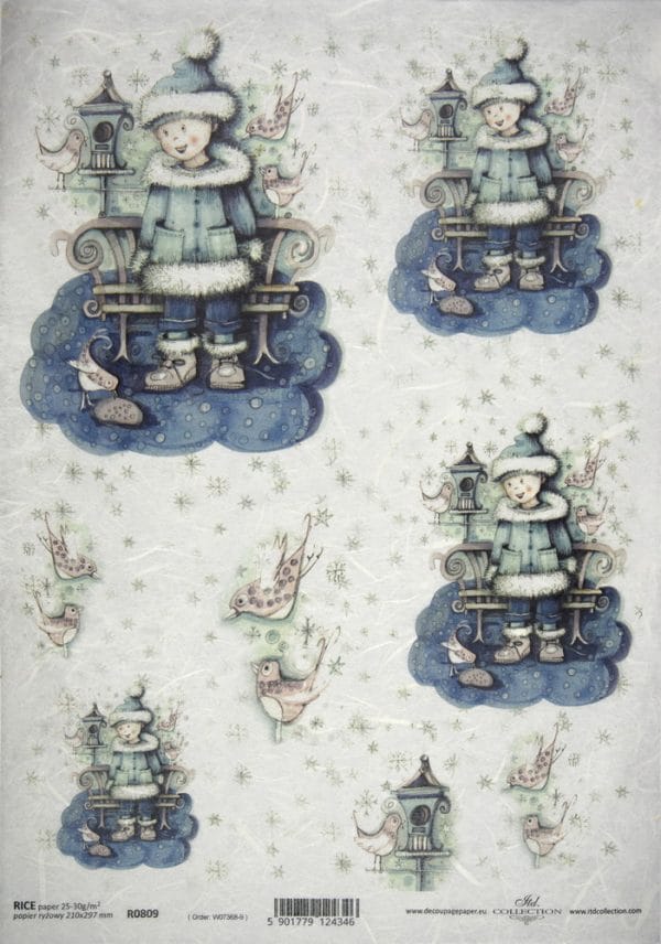 Rice Paper - Blue Winter Angels