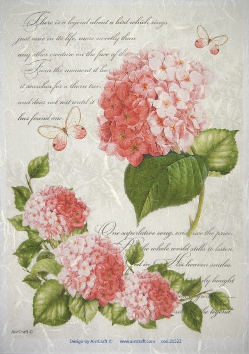 Rice Paper - Red Hydrangea