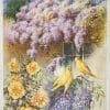 Rice Paper - Purple garden with yellow birds