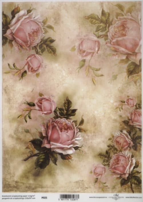 Translucent/Vellum Paper - Pink roses  