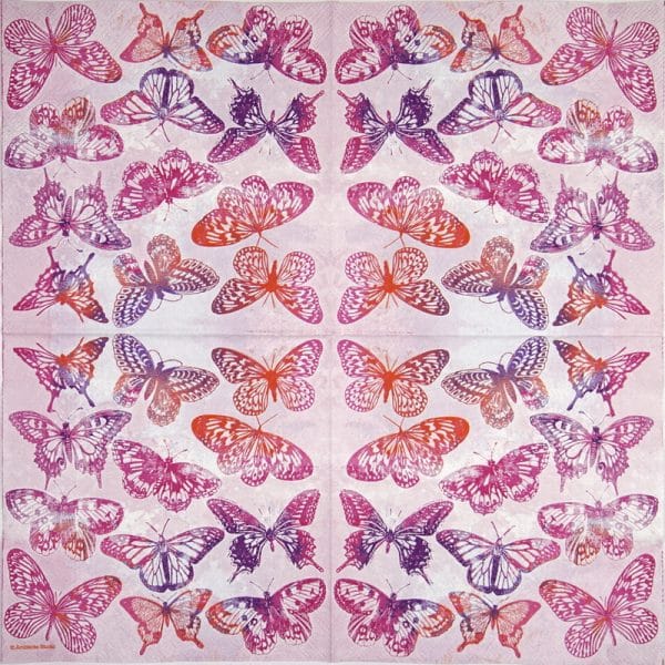 Paper Napkin - Aquarell Butterflies pink