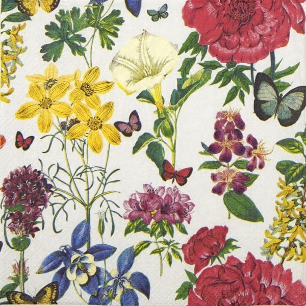 Lunch Napkins (20) - Botanical floral white