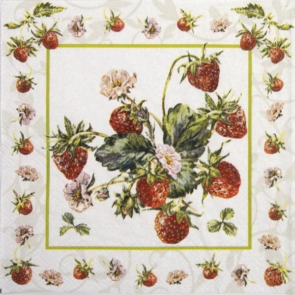 Cocktail Napkins (20) - Fresh Strawberries