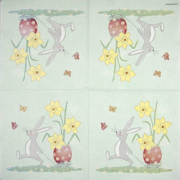 Lunch Napkins (20) - Walking Easter bunny - Image 2