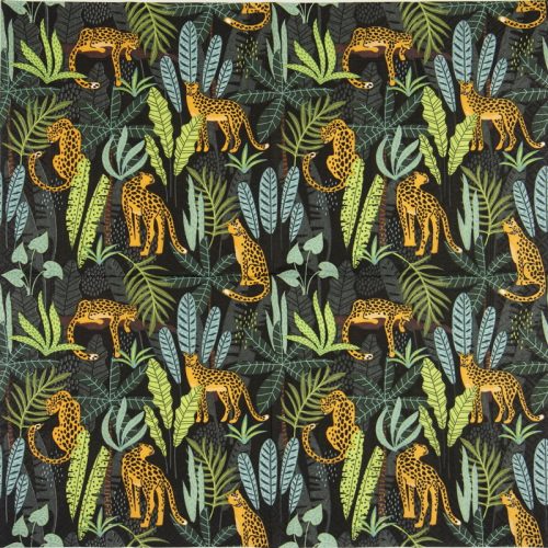 a pattern of cheetahs and leaves
