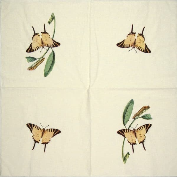a napkin with butterflies on it