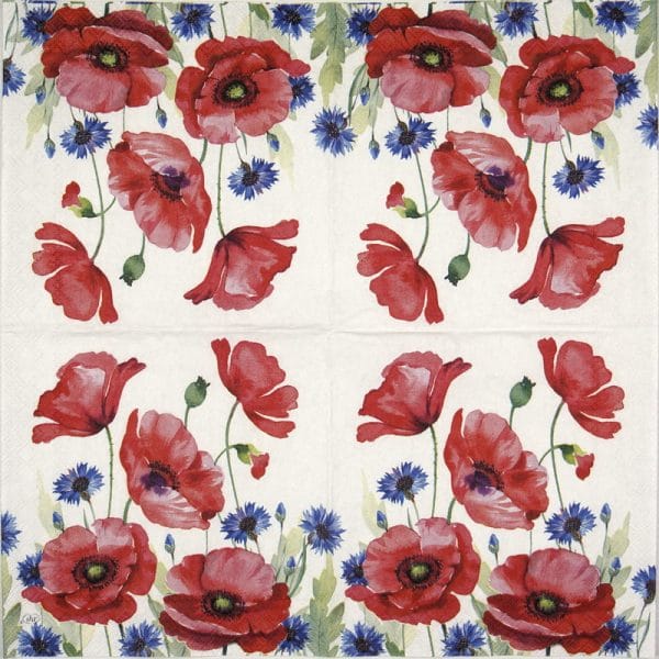 Lunch Napkins (20) - Modern Poppy white