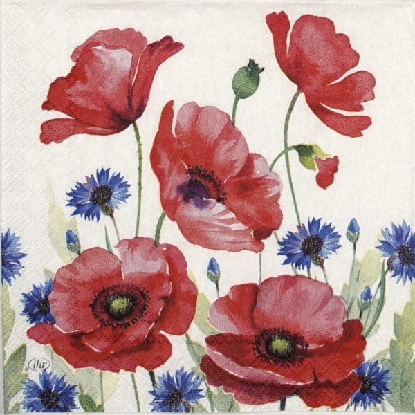 Lunch Napkins (20) - Modern Poppy white