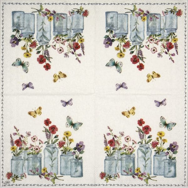 Lunch Napkins (20) - Summer Jars white - Image 2