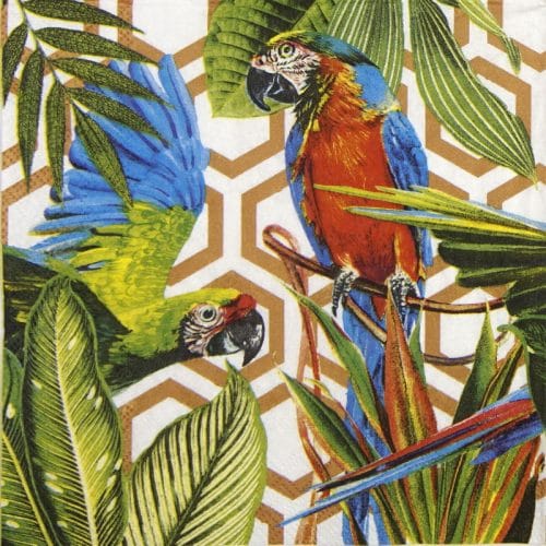 Paper Napkin - Tropical Parrots copper