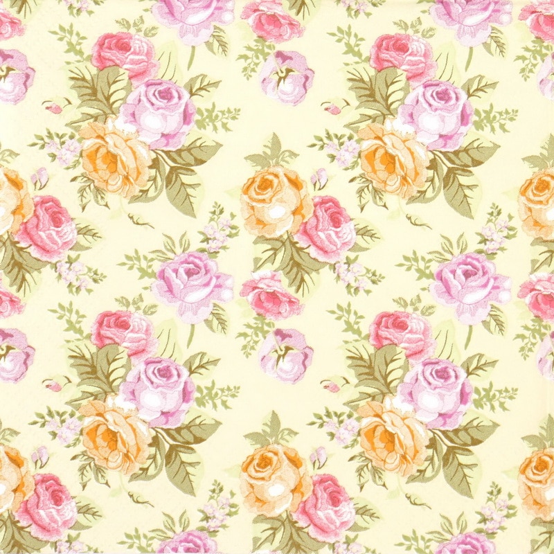 Paper Napkin - Pastel Roses Wallpaper