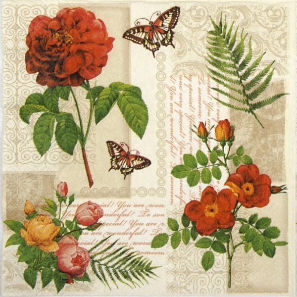 Lunch Napkins (20) - Flovers and butterflies