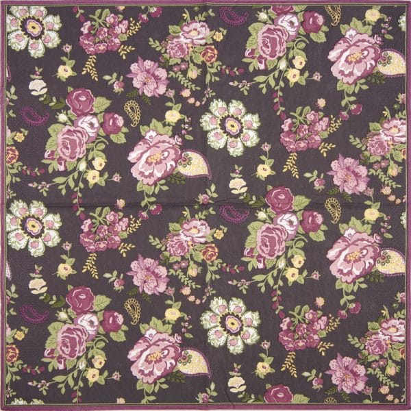 Lunch Napkins (20) - Wallpaper with roses claret