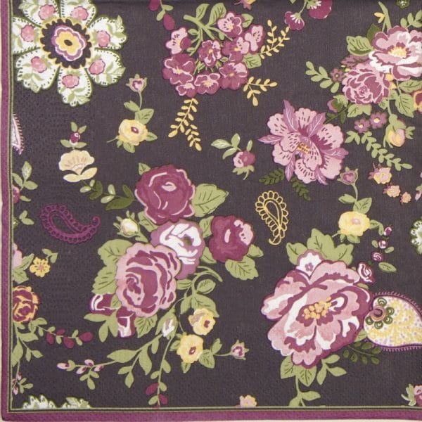 Lunch Napkins (20) - Wallpaper with roses claret