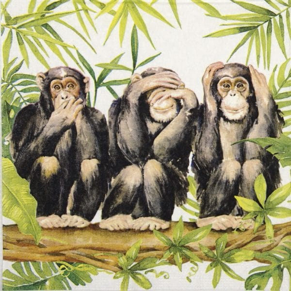 Cocktail Napkins (20) - Carola Pabst: Three Apes
