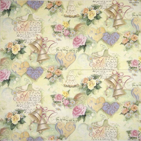Lunch Napkins (20) - Wedding Bells green - Image 2