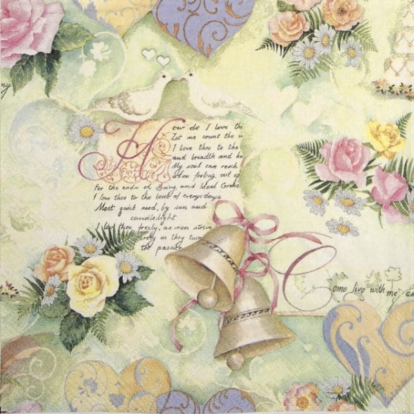 Lunch Napkins (20) - Wedding Bells green