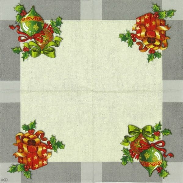 Lunch Napkins (20) - Ornaments on Linen grey - Image 2