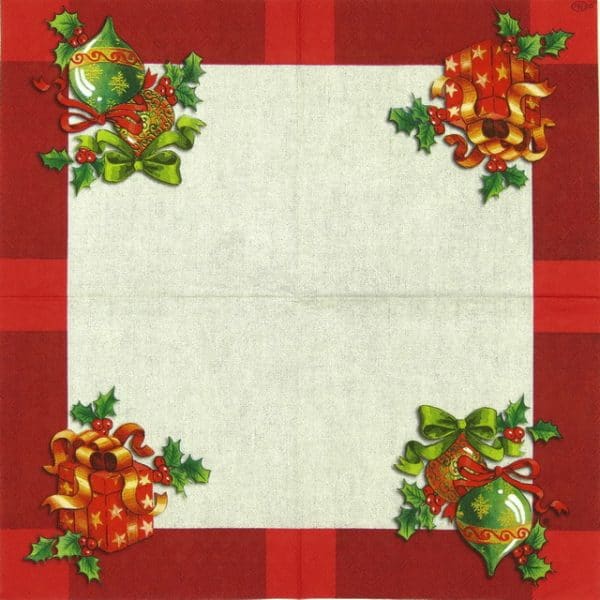 Lunch Napkins (20) - Ornaments on Linen red - Image 2
