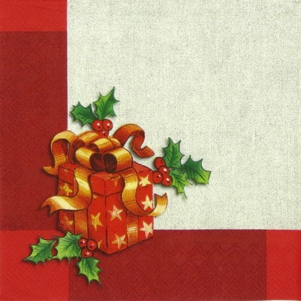 Lunch Napkins (20) - Ornaments on Linen red