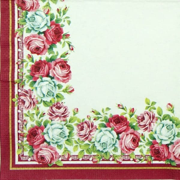 Paper Napkin - Roses Border