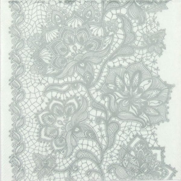 Paper Napkin - Gloria Lace Silver