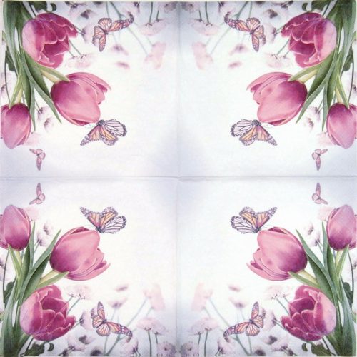Lunch Napkins (20) - Butterfly & Tulips