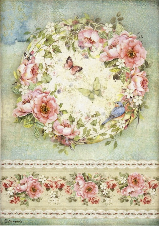 Rice Paper - Roses and butterfly - DFSA4445_Stamperia